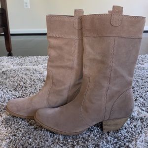 BC leather upper tan western style boots, size 10